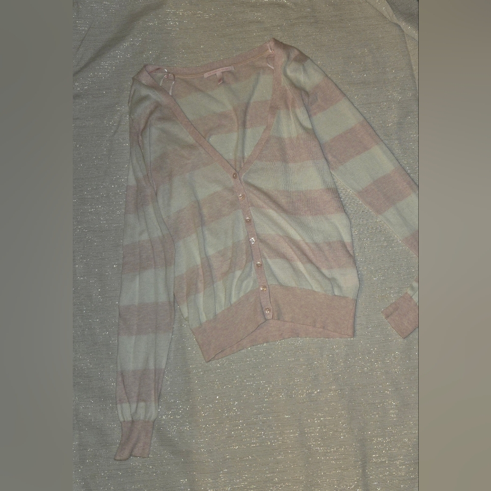 Victoria's Secret Pink and Cream Striped Cardigan